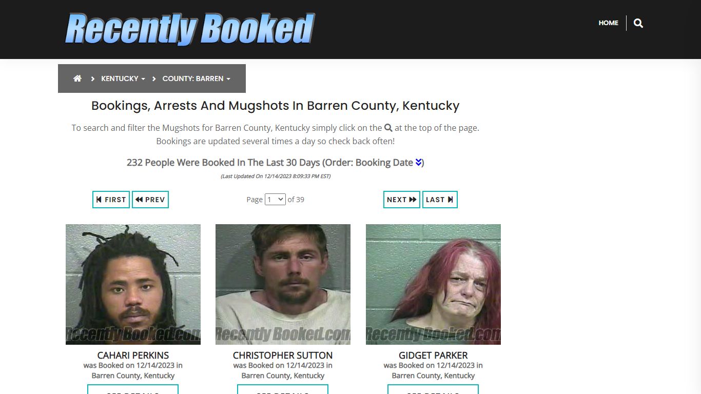 Recent bookings, Arrests, Mugshots in Barren County, Kentucky