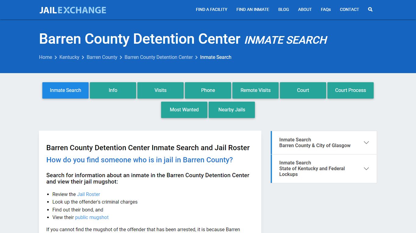 Barren County Detention Center Inmate Search - Jail Exchange